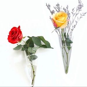 Ivolador 2 Piece Cone Hanging Glass Flower Planter Vase Terrarium